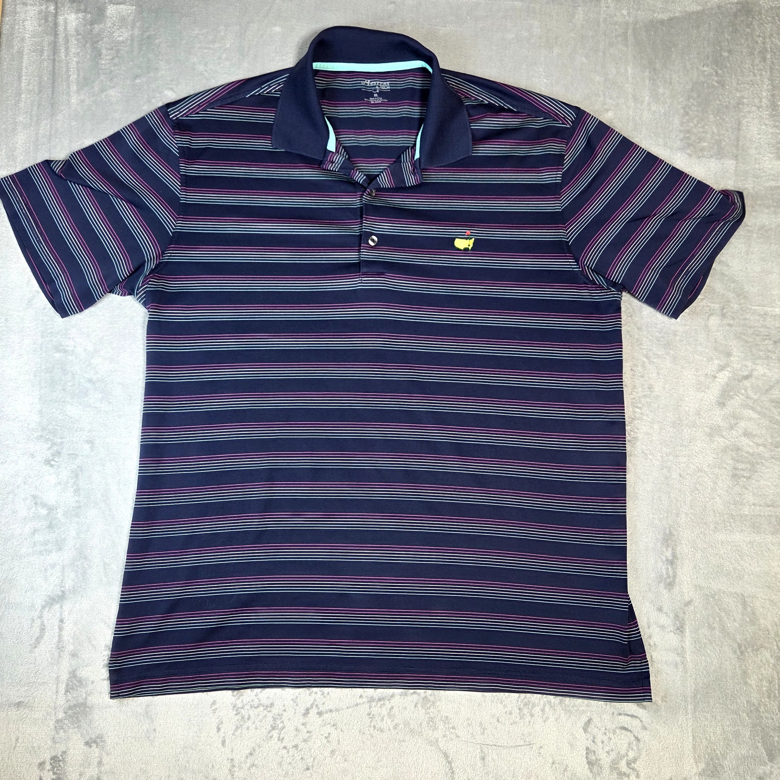 Masters Tech Mens Xl Striped Masters Logo Polo